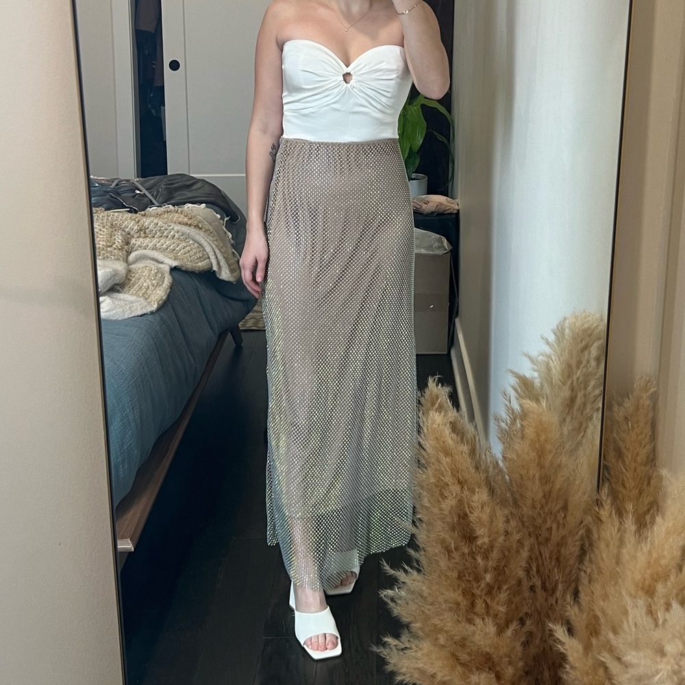 Chainmail long sequin skirt